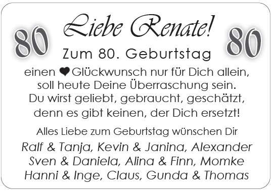 Alles gute zum 80., Renate!