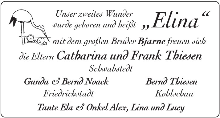 Wir wünschen Elina alles Gute zur Geburt!