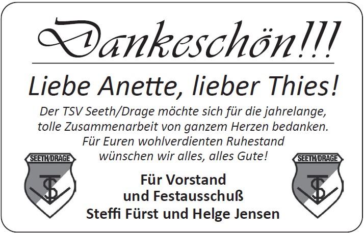Dankeschön Anette und Thies