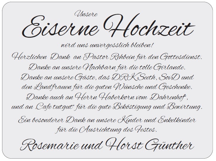 Eiserne Hochzeit – Rosemarie und Horst Günther