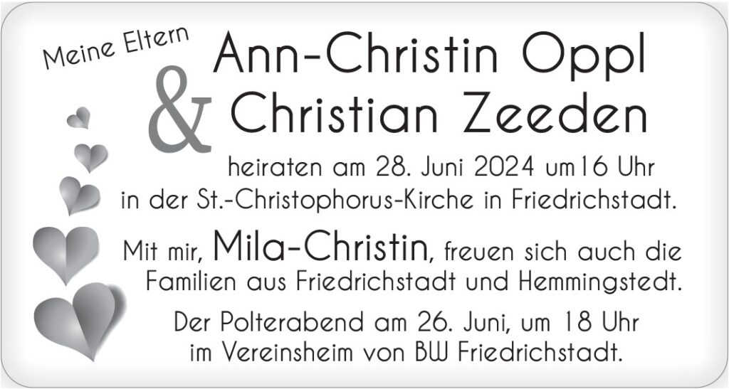 Wir gratulieren Ann-Christin Oppl & Christian Zeeden zur Hochzeit