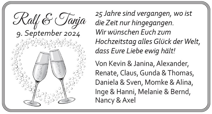 Wir gratulieren Ralf und Tanja