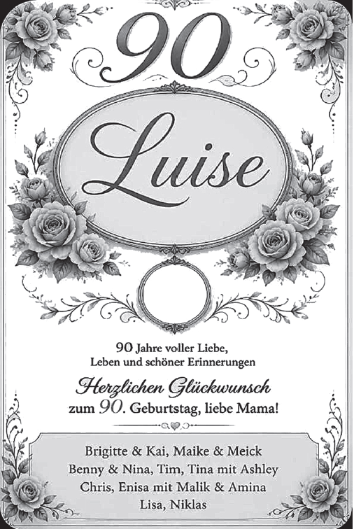 Herzlichen Glückwunsch zum 90. Luise