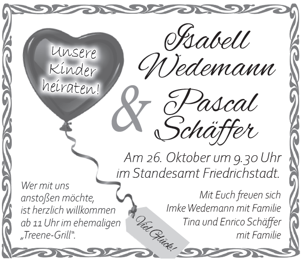 Wir gratulieren Isabell Wedemann & Pascal Schäffer